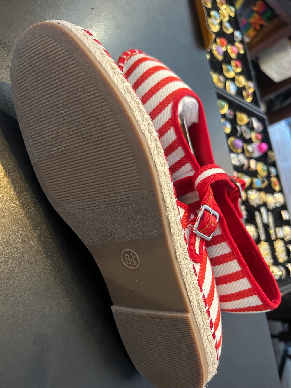 Target Red and White Striped Mary Jane Shoes - Picture 5 of 6